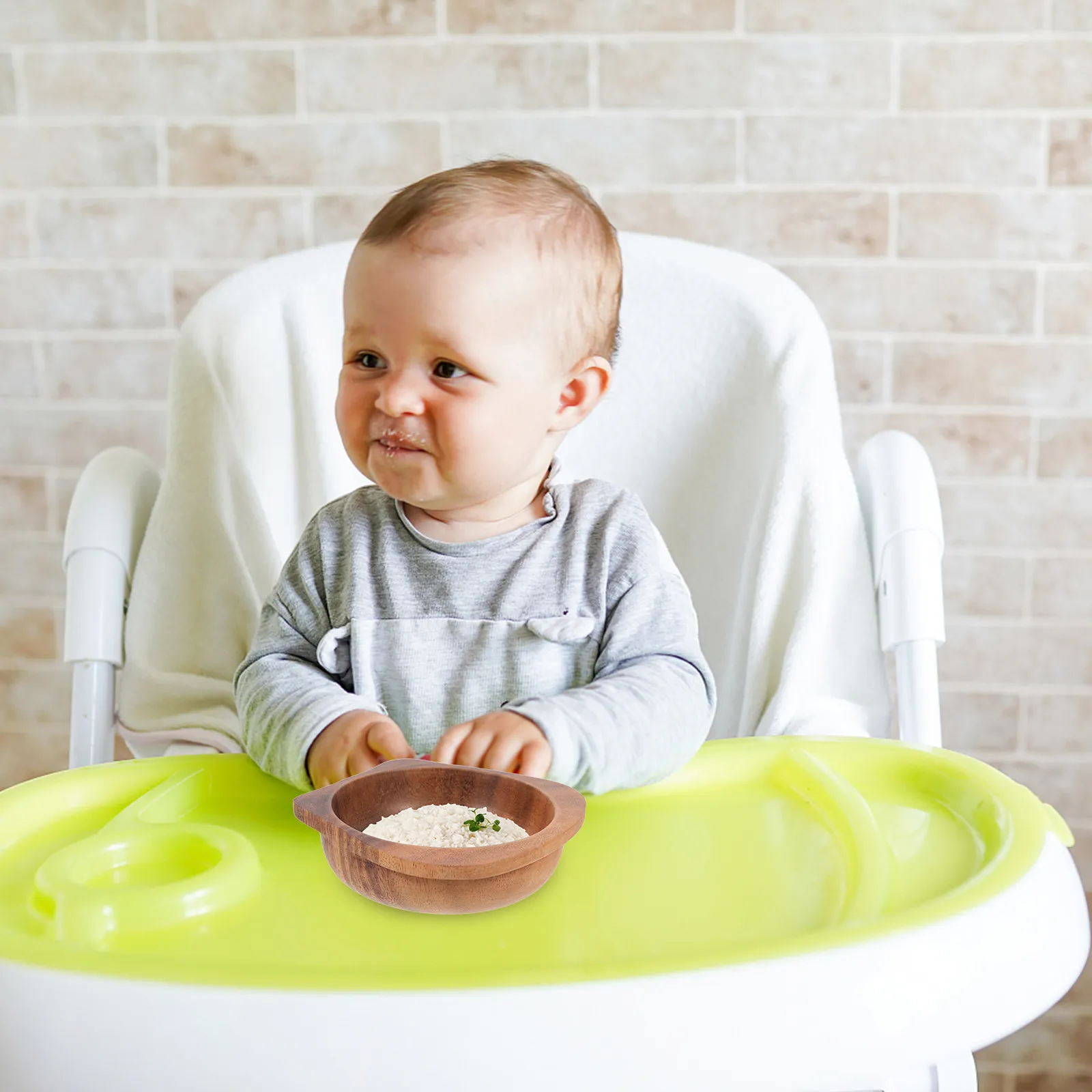 

Kids Food Bowl Wooden Grain Design Durable Multi-Function Dinner Bowl For Toddler Soup Salad Noodle Portable Lightweight