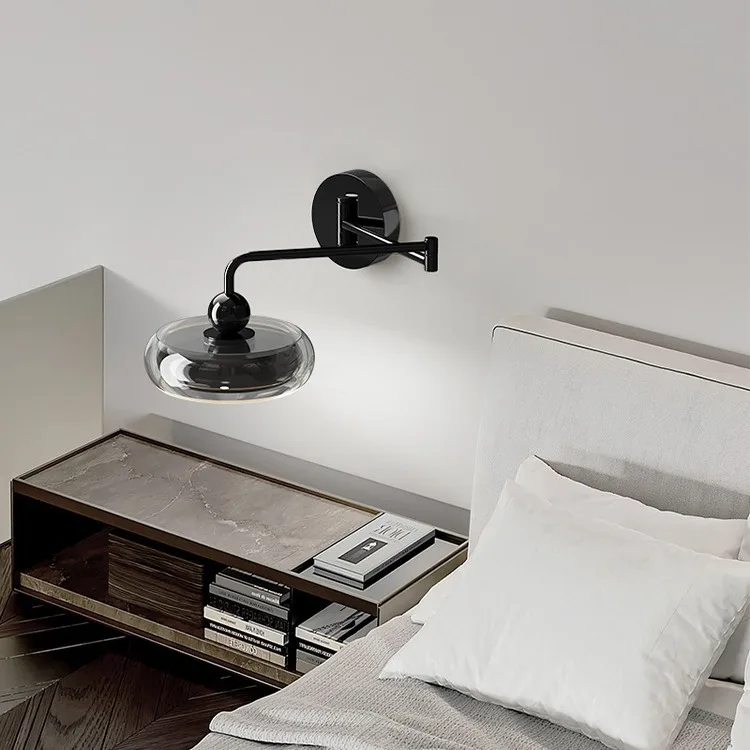 

Displaceable rocker arm Italian minimalist light luxury wall lamp glass bedroom bedside