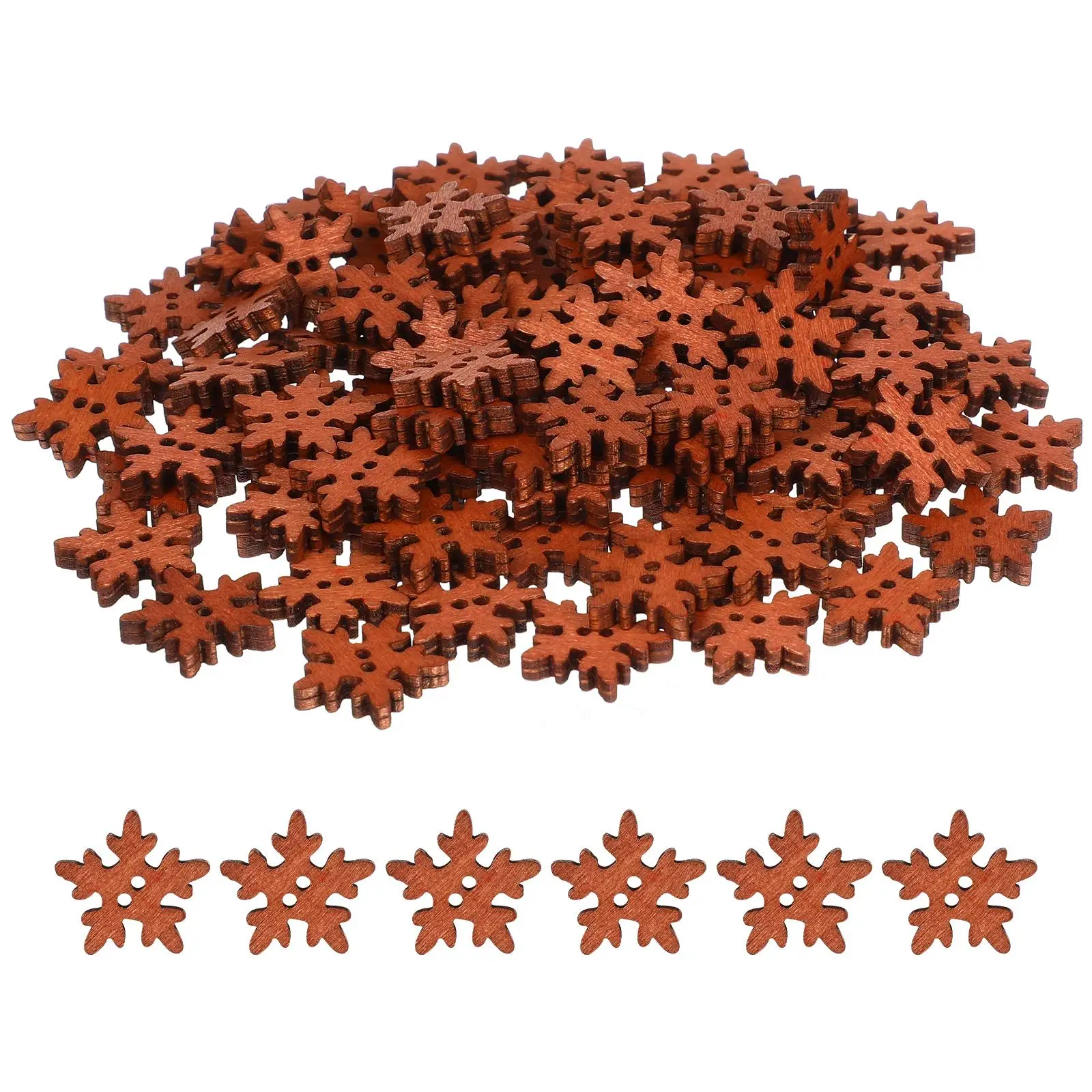 

100 Pcs Snowflake Buttons Wooden Decoration Embellishments Creative Christmas Craft DIY Project Kid Innovation