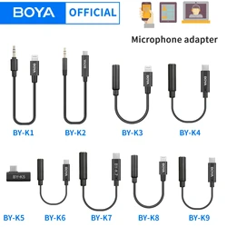 BOYA BY-K1-K9 3.5mm TRS Yıldırım/Typec iPhone Android Telefon Ses Mikrofon Adaptör Kablosu Aksesuarları 0.06 m Veri Hattı