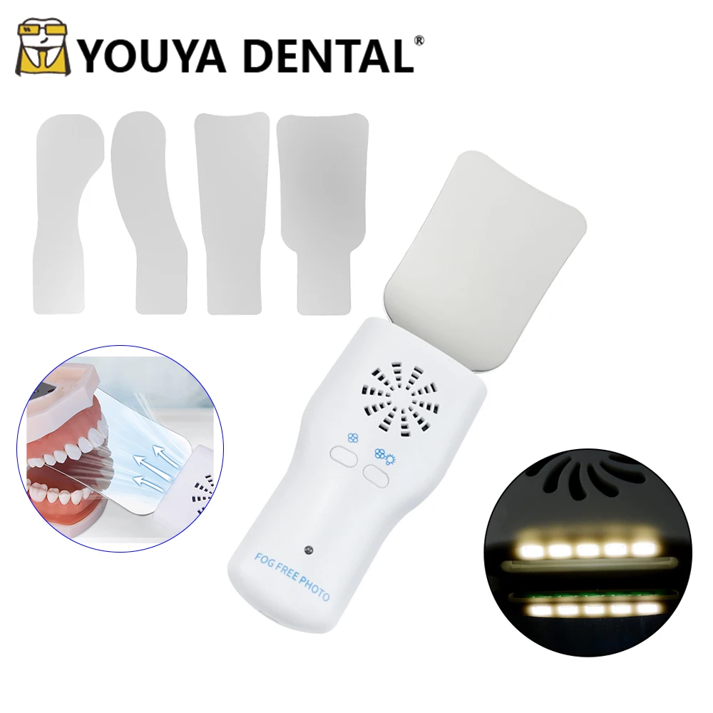 Dental Anti-Fog Mirrors Set Mirror Stainless Steel Orthodontic Reflectors Fog Free Intraoral Photography Dentist With LED Light