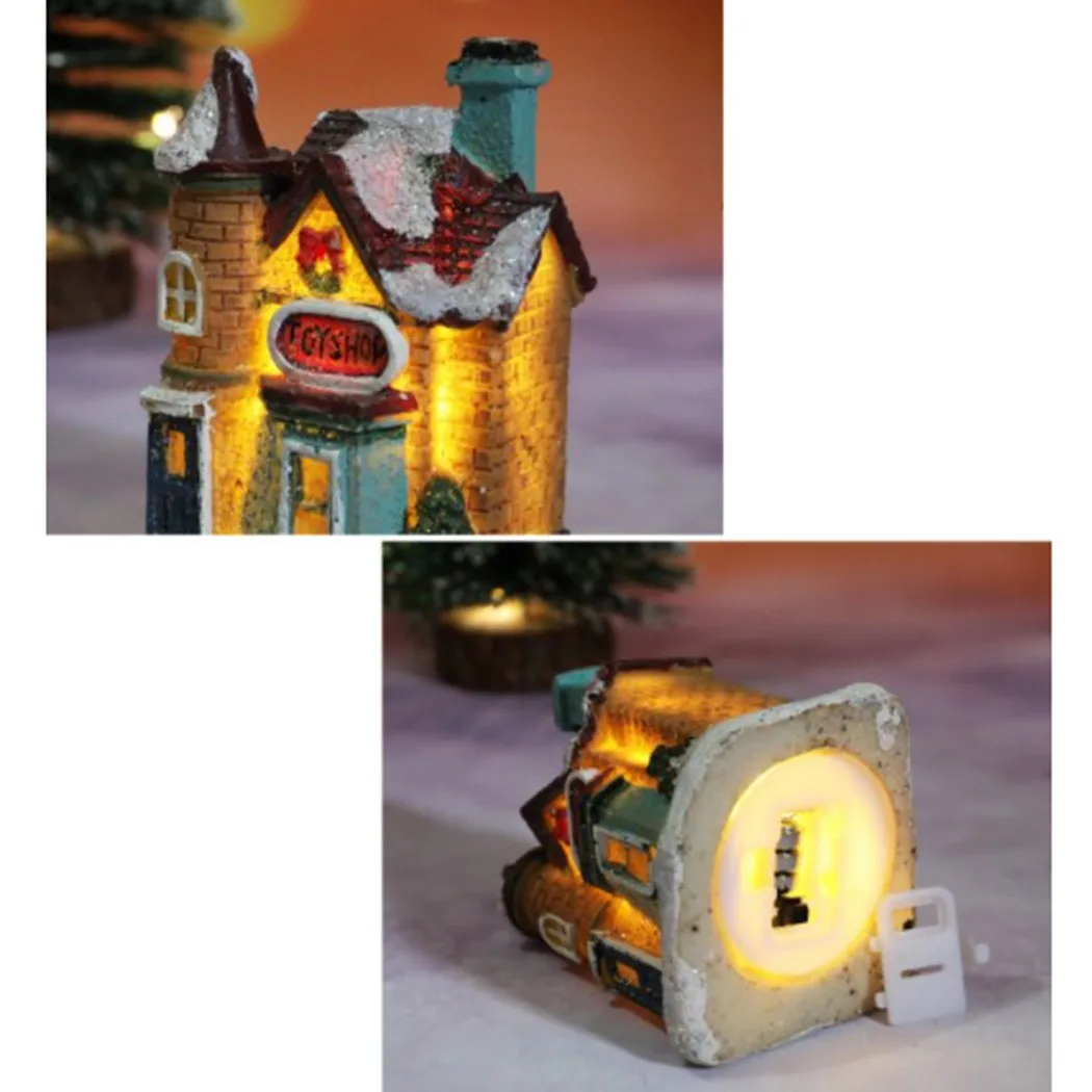 High Quality New Ornament House Christmas LED Scene 1PC 50-90g Brightness Decor Light New Year Party Resin Small