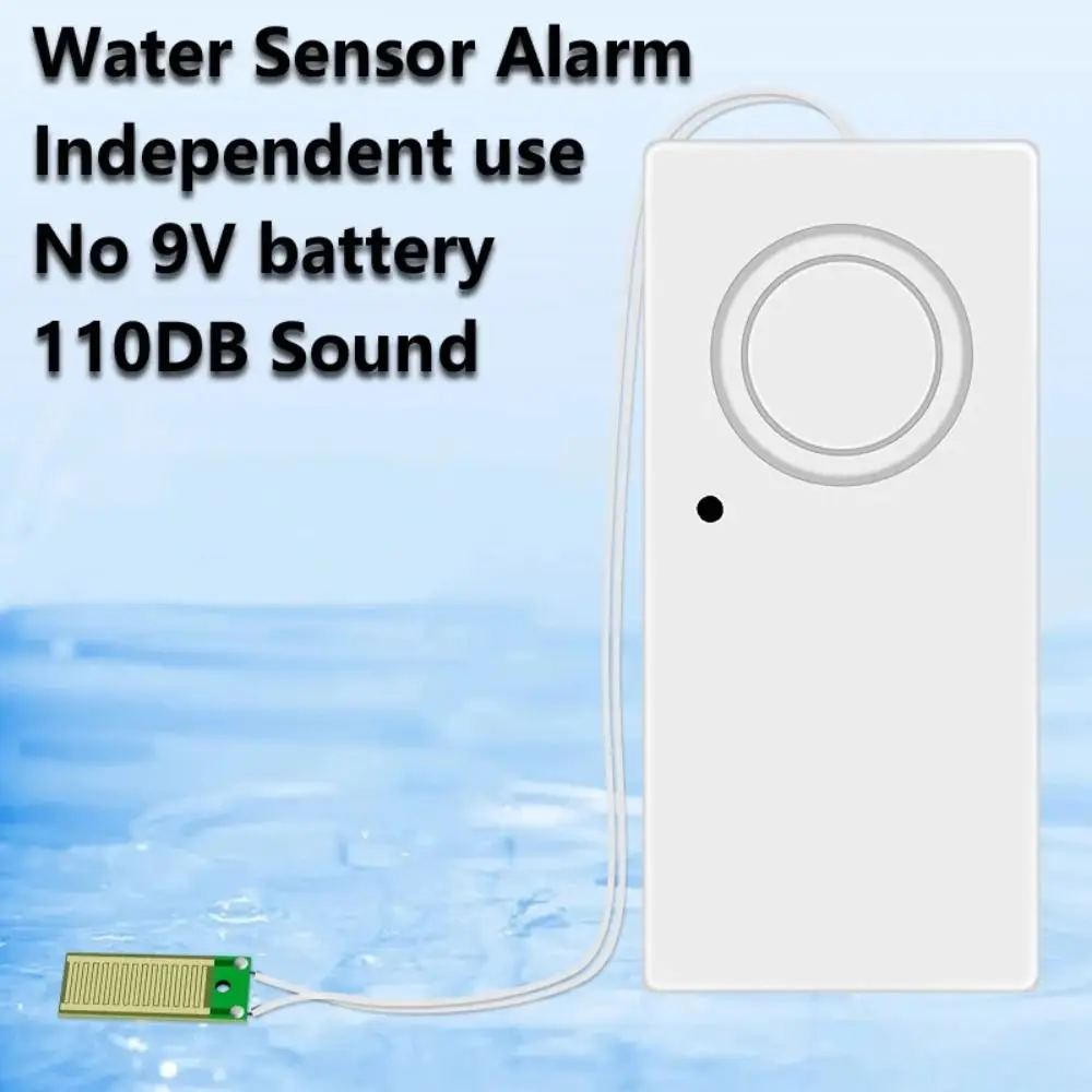 Sistema de alarma de seguridad de alarma de fuga de agua independiente de 9V Sensor de fugas de agua impermeable Mini alarma de sonido de nivel de desbordamiento para Baño