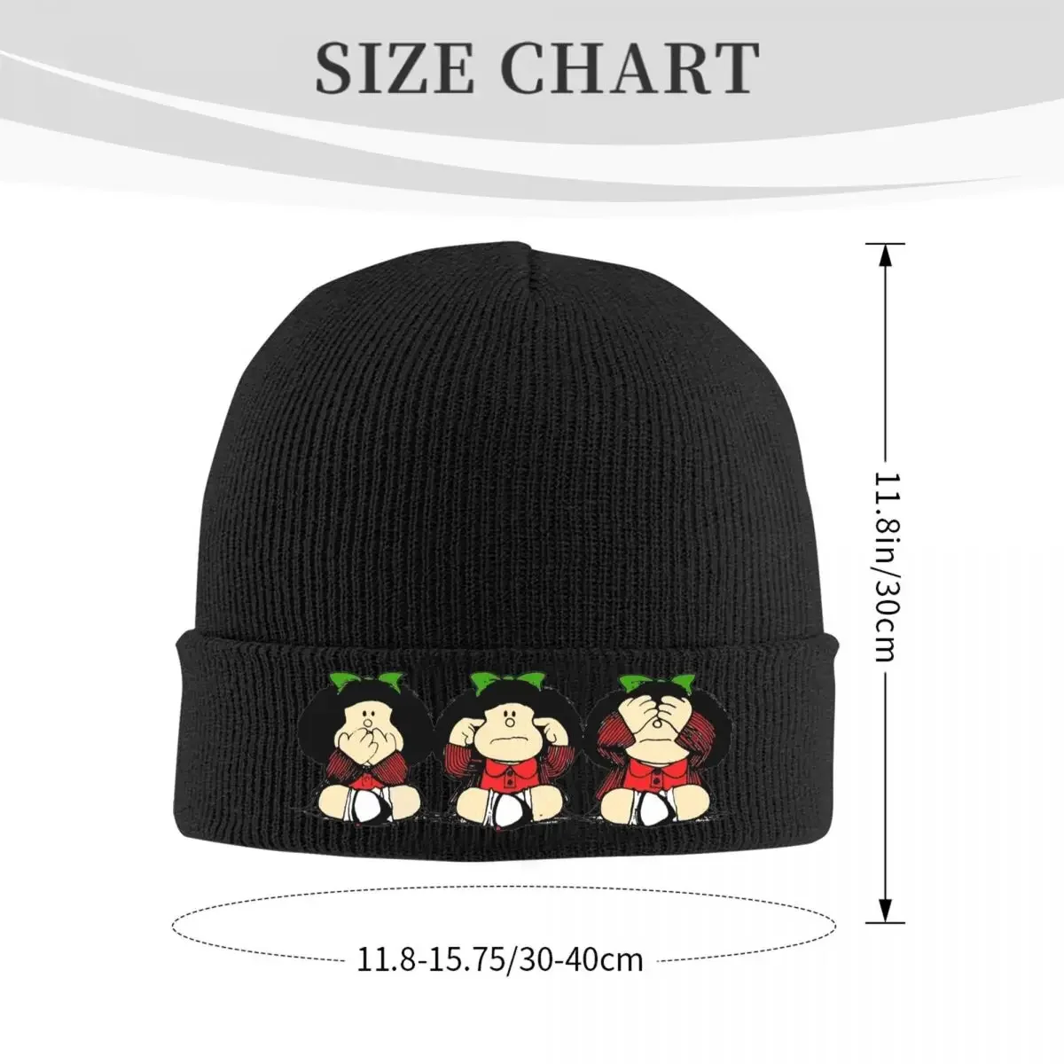 Mafalda e seus gestos chapéu outono inverno gorro quente quino comics boné feminino masculino chapéu de malha