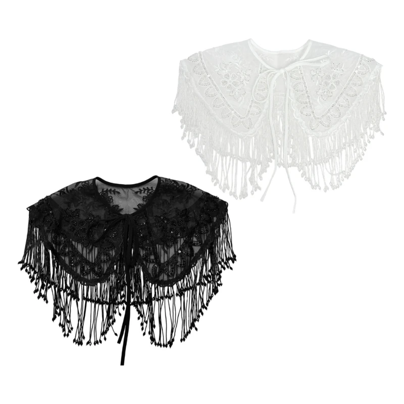 Embroidery Floral Cloud Collar Shoulder Wrap For Weddings and Cultural Event