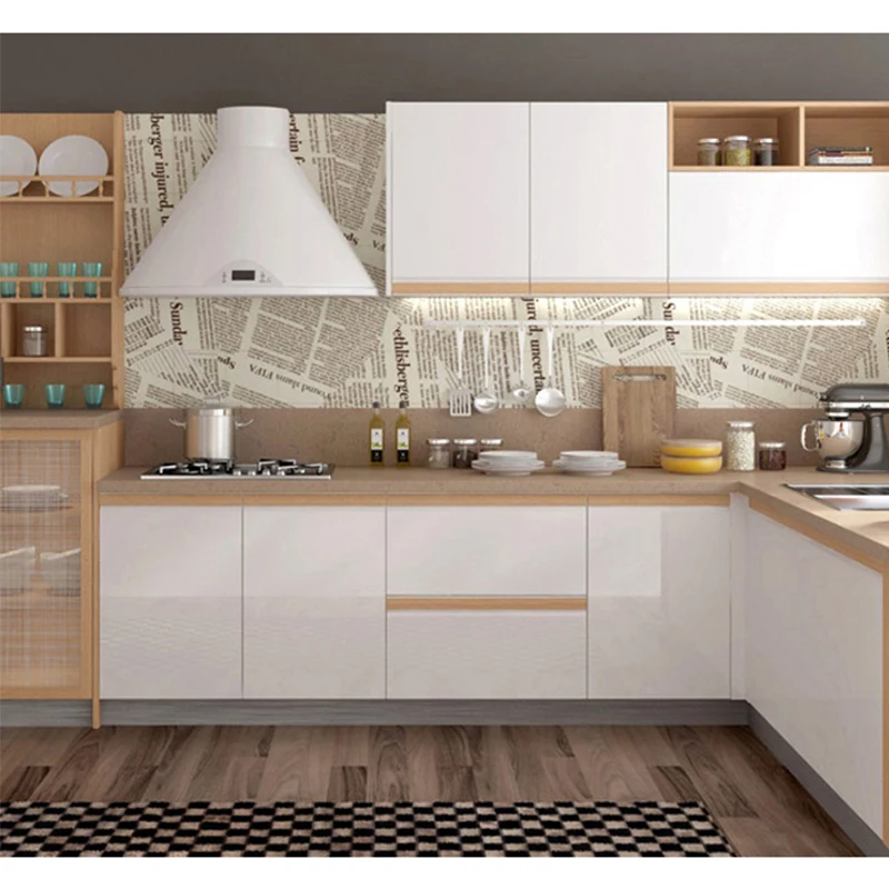 French Style Quartz Stone Splint Acrylic Wooden Economic New Model Kitchen Cabinet