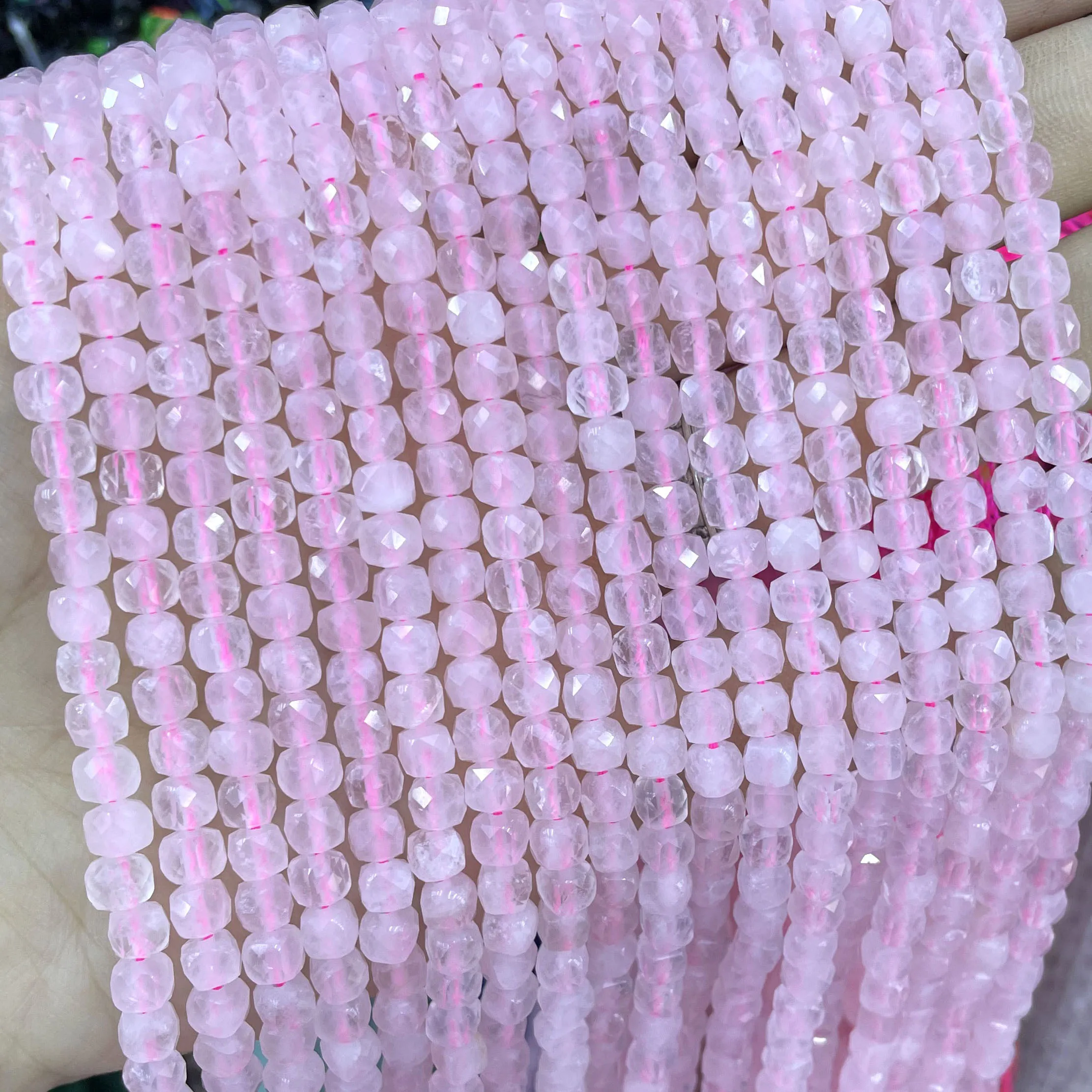 Natural Square Faceted Cube Aquamarine Garnet Colorful Tourmaline Apatite Stone Spacer Beads For Jewelry Making Diy Bracelet 4MM