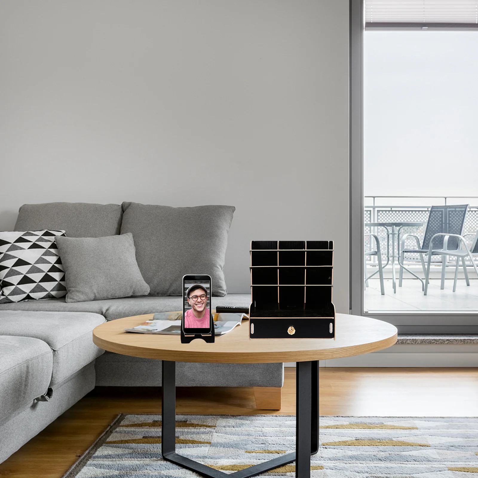 

1Set Wooden Pen Holder Desktop Pencil Organizer Tilted Design Stationery Storage Box Portable Carry Pen Holder