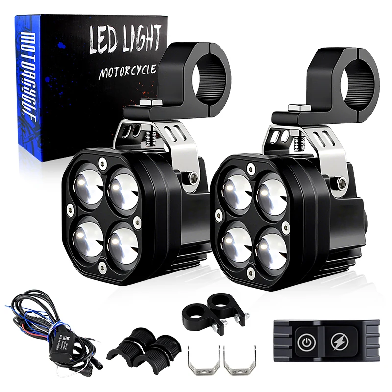 

1 Set For BMW YAMAHA Suzuki Ducati Honda Kawasaki CFMOTO Adventure 12V DRL/Daytime Running Light Motorcycle Spotlight Headlight
