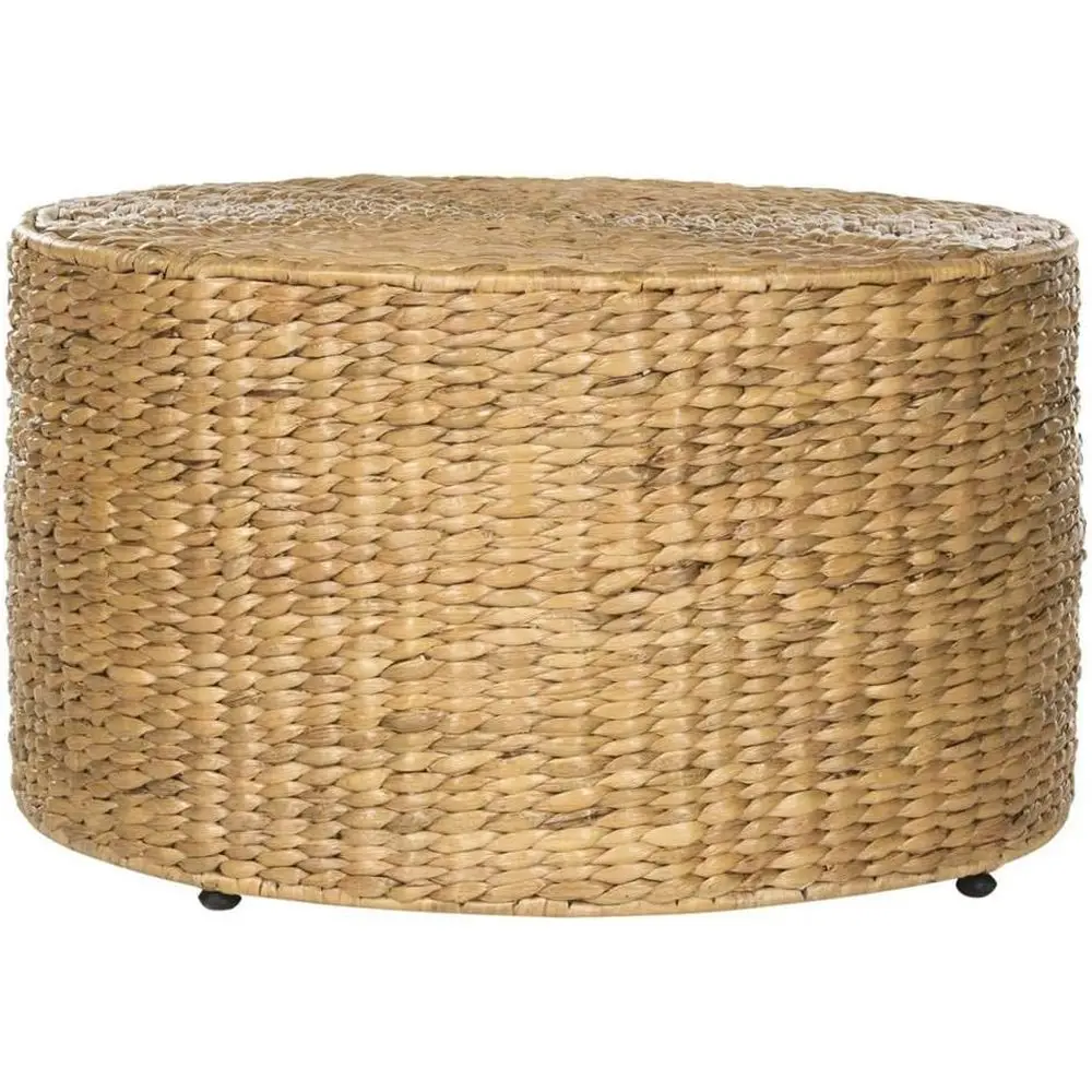 Collection – Wicker Coffee Table, Fully Assembled, Natural Fiber Accent Coffee Table with Iron Legs, Modern Style (SEA7035A)