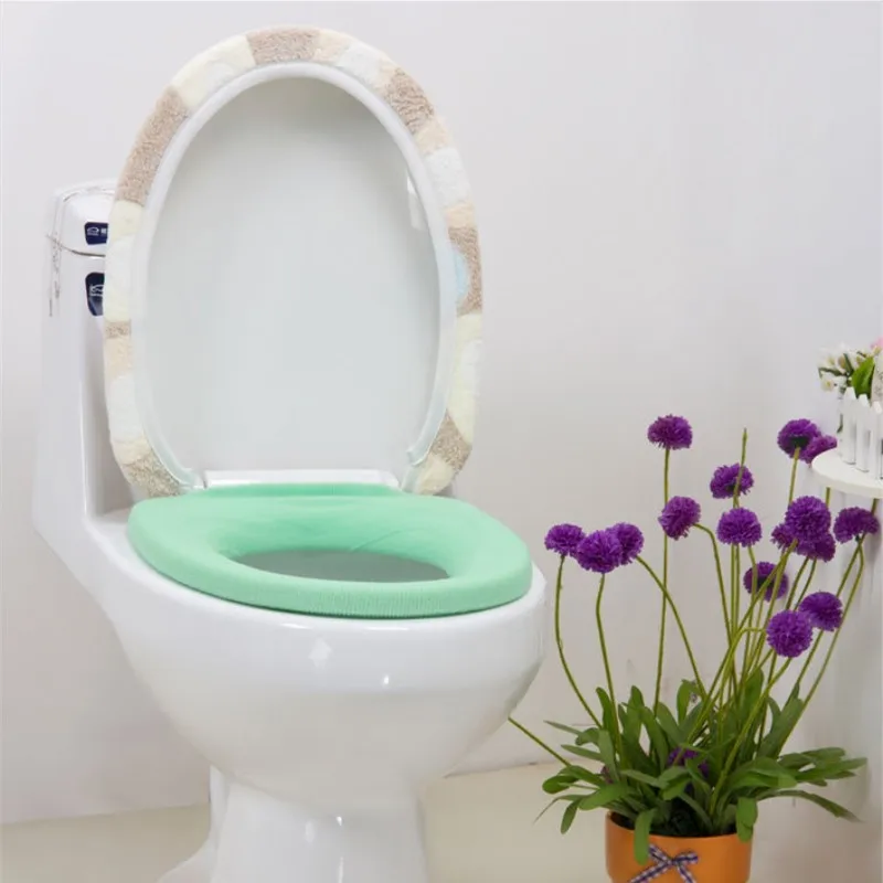 Thick Coral Velvet Toilet Seat Cover Set Soft Warm Two-piece Toilet Case Washable Bathroom WC Cover