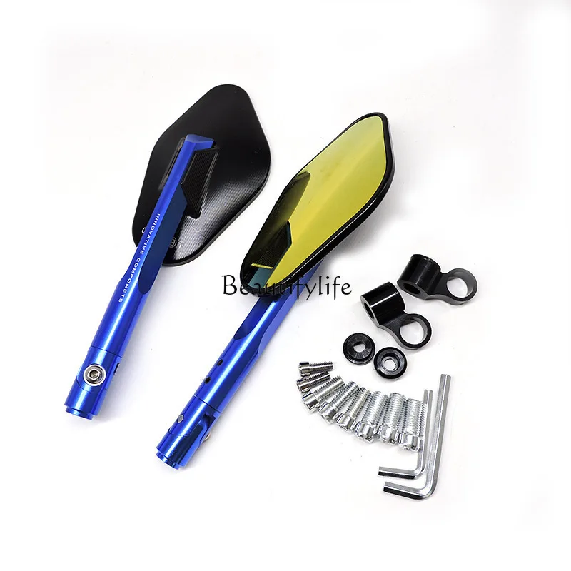

ld20 Motorcycle modification accessories Scooter street car reversing mirror, electric vehicle CNC yellow mirror