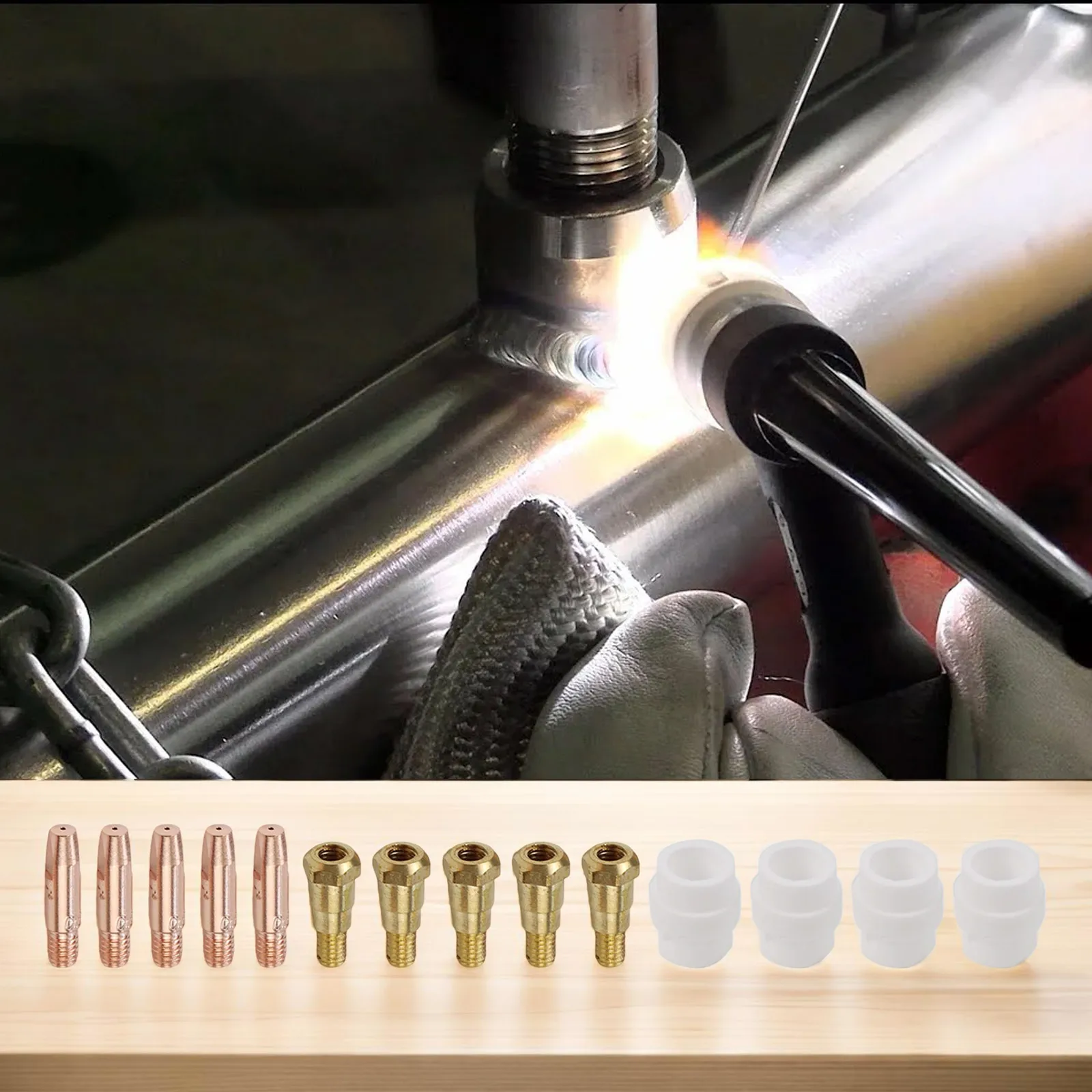 14 Pcs Contact Tip Gas Diffuser Tip Holder For Binzel 24KD for mig Welding for torch 0.8mm Contact Tip High Quality Welding Tool