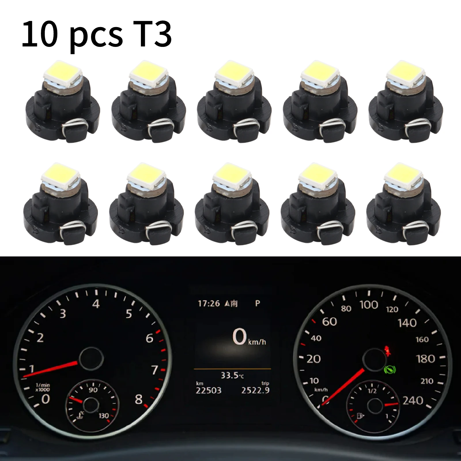 10Pcs T3 LED T4.2 T4.7 Led Bulb Canbus 3030SMD Car Interior Lights Indicator Wedge Dashboard Warming Instrument Lamp 12V Auto