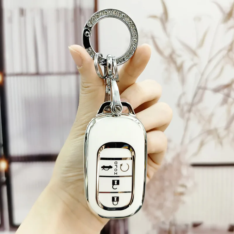 

4 Buttons TPU Car Remote Key Case Cover Shell Keychain For Honda Civic Accord HR-V CR-V CRV 2021 2022 2023 Protector Accessories