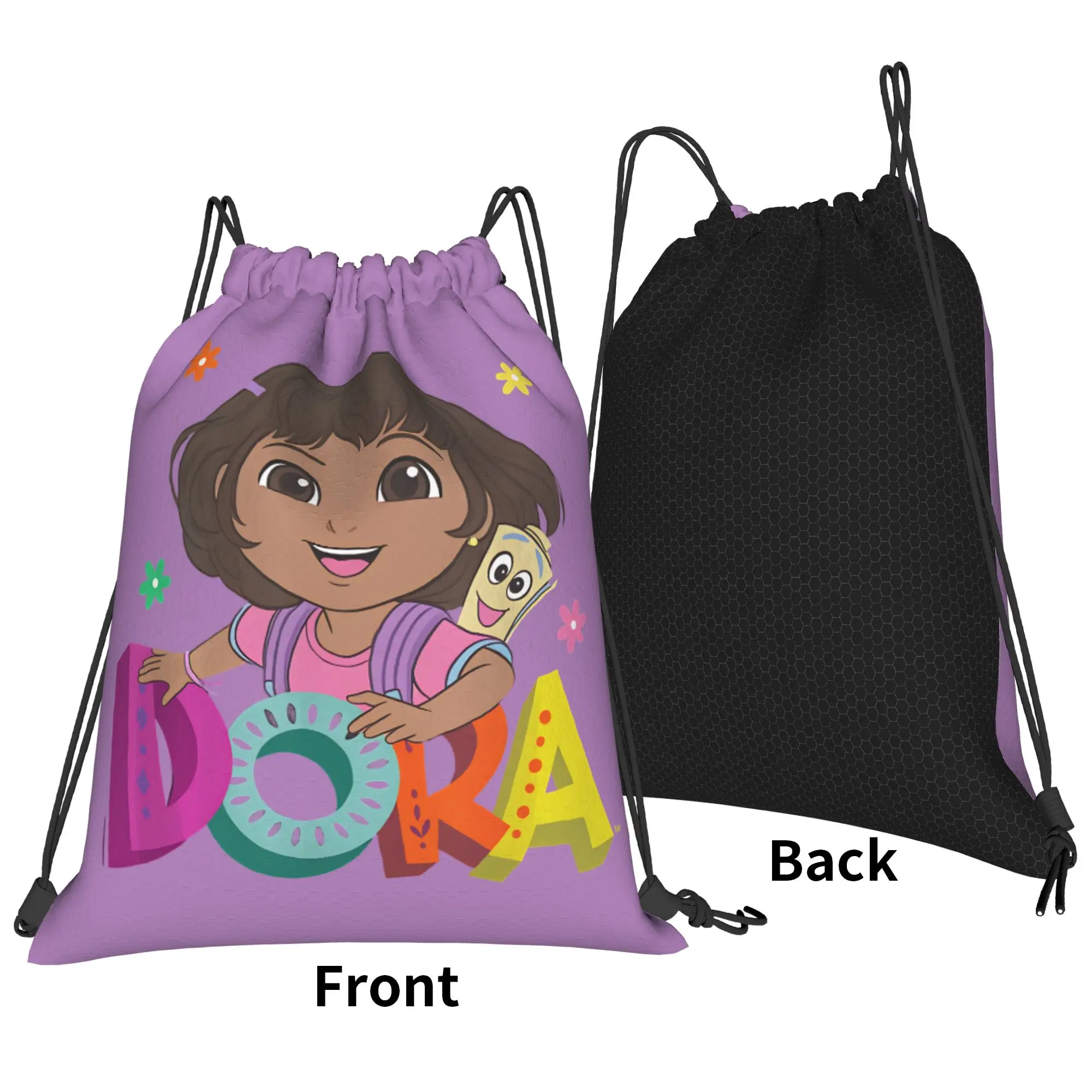 D-Doras The Explorers and Map  Drawstring Bag  Portable Casual Backpack Travel Sackpack String Bags For Students