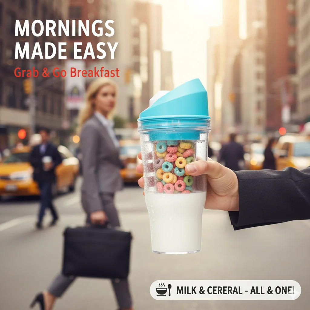 

2-in-1 Portable Oatmeal Milk Cup Travel Layered Breakfast Bottle Food Grade Leakproof Design For School Office Gym Daily Use