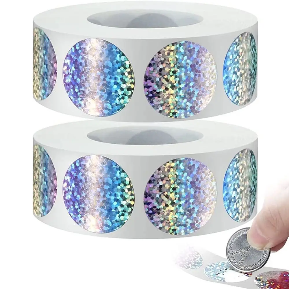 Round Self-Adhesive Laser Hologram Dots Coating Labels DIY Lottery Ticket Activity Card Material Scratch Off Stickers