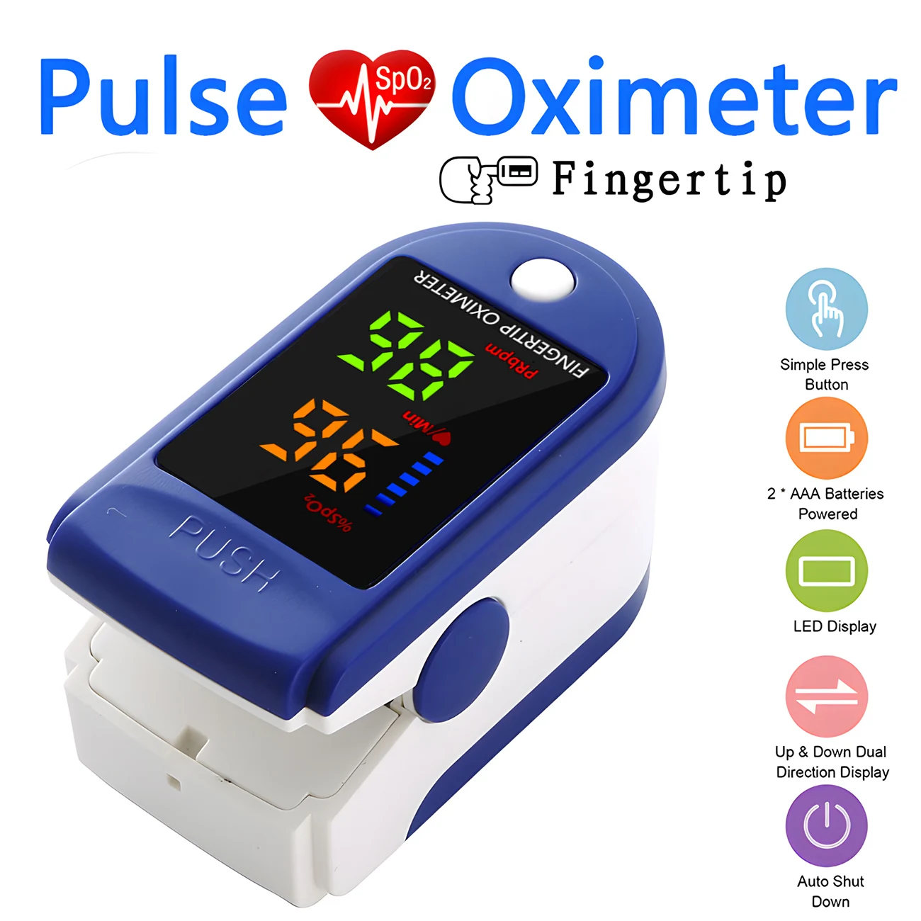 Finger Clip Oximeter Home TFT Oximeter Blood Oxygen Meter Portable Visual Fingertip Pulse Oximeter Saturation SpO2 Monitor