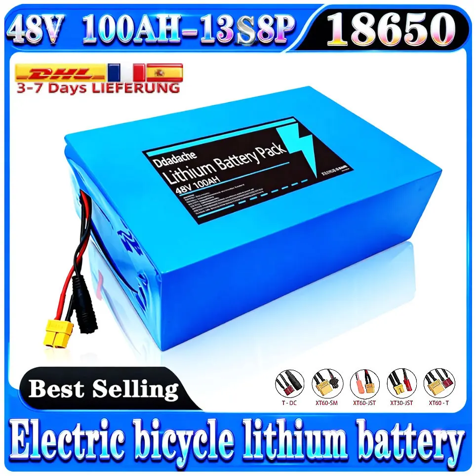 Nouvelle batterie lithium originale 48V 100ah 13s8p, pack de batteries 48v 30000mAh pour scooter motorisé Citycoco, batteries intégrées avec BMS 50A
