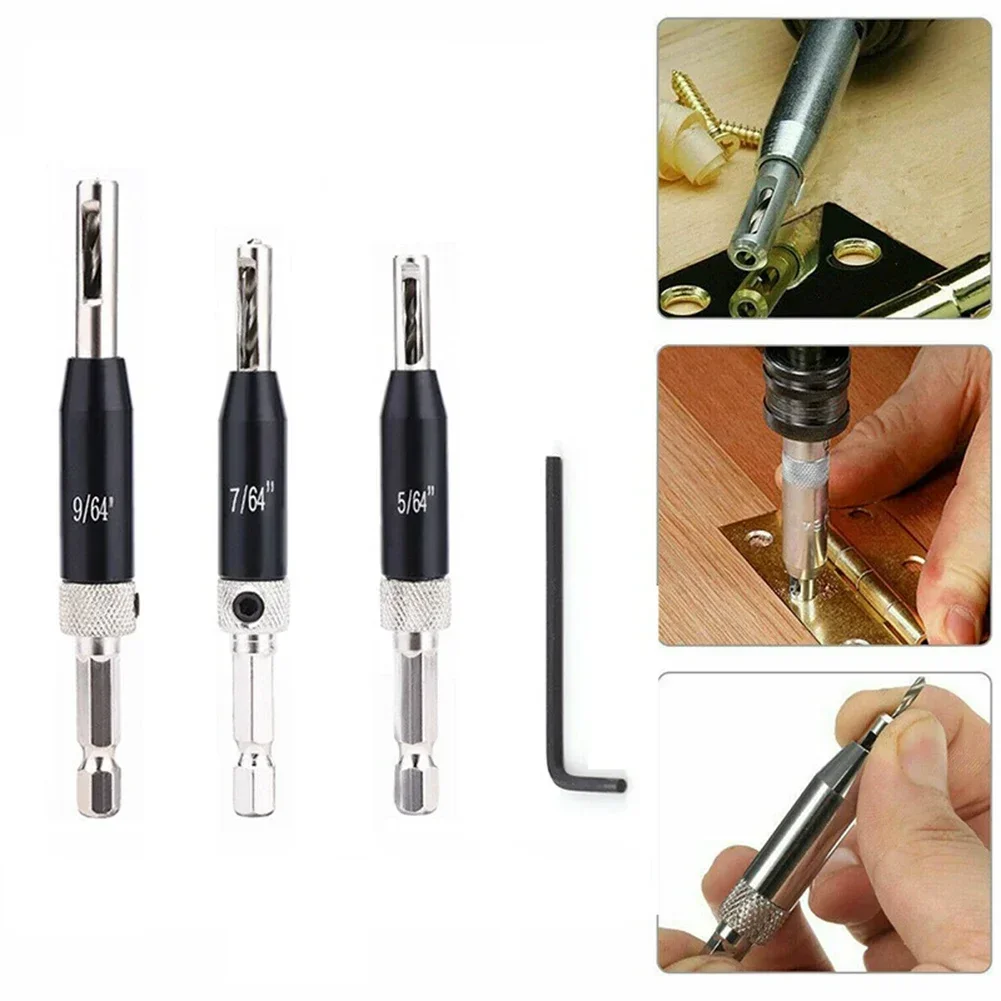 Fast Bit Change DIY Projects Hinge Drill Bit Set Door Cabinet Drill Bits Easy To Use Electroplating Appearance