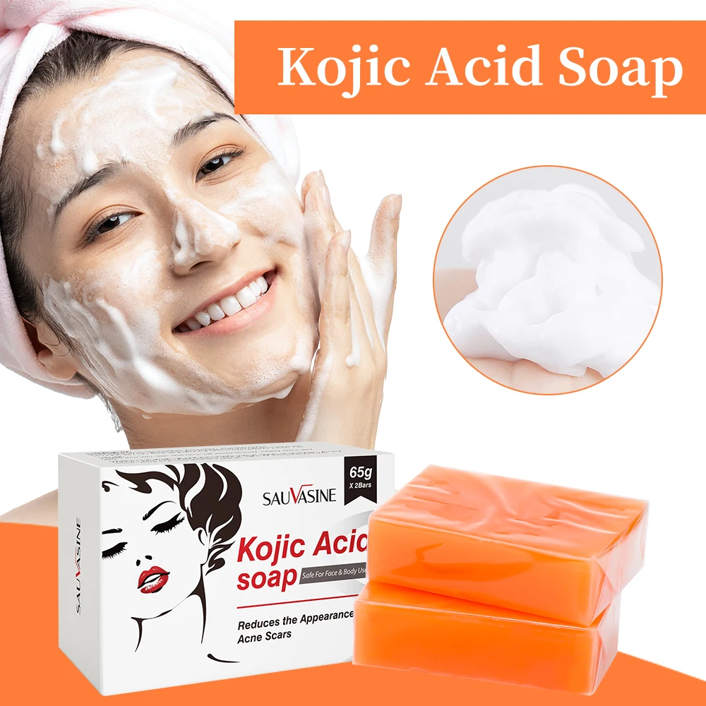 2pcs Kojic Acid Glow Soap Facial Deep Cleaning Even Skin Tone Skin Lightening Soap Oil Control Moisturizing Face Skin Care