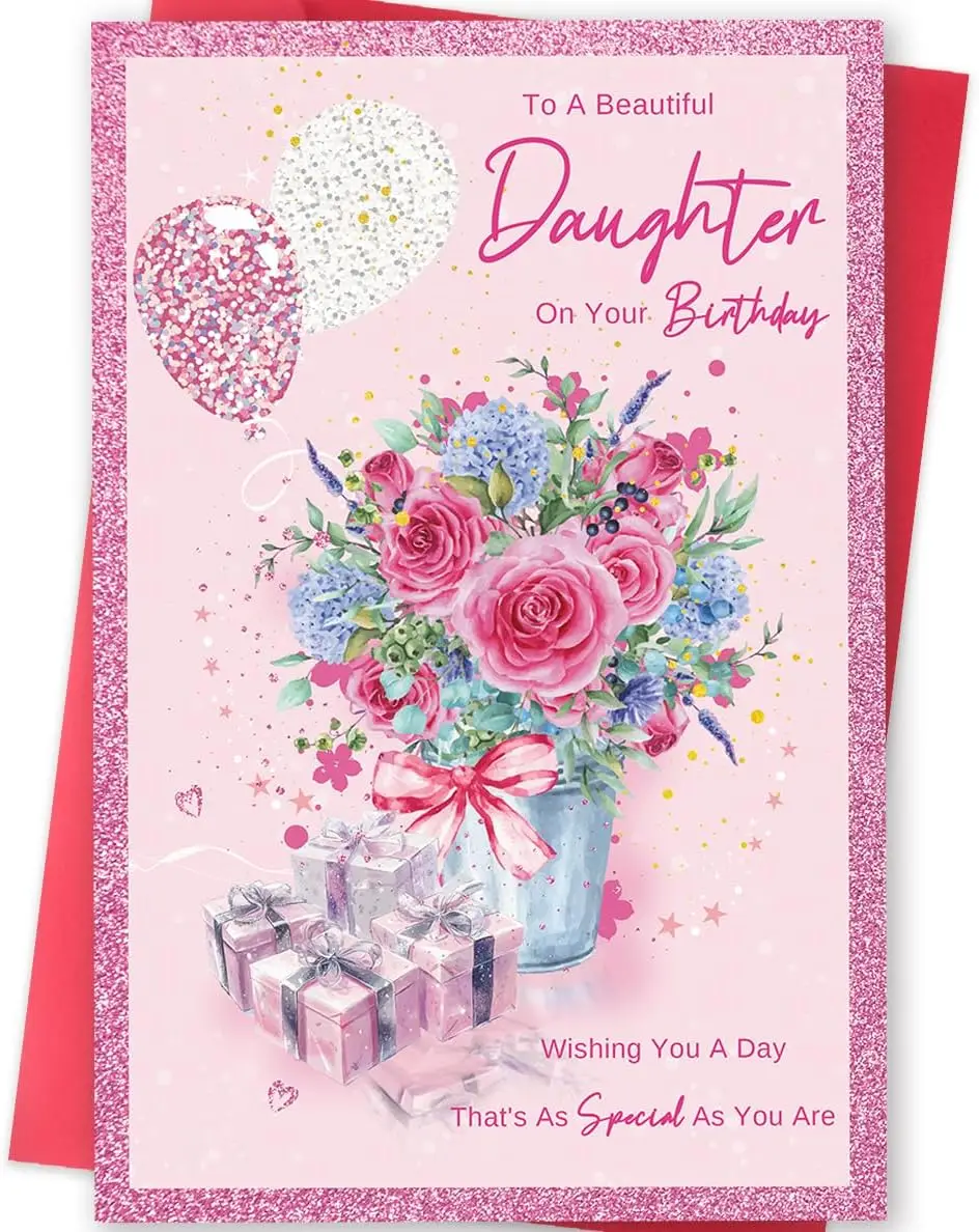 

Birthday Card from Mom, Happy Birthday Card for Daughter, Cute Birthday Gifts for Girls Her