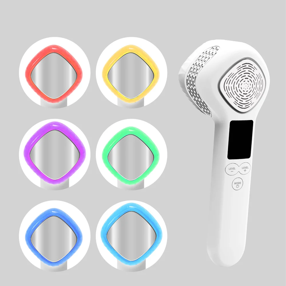 

Professional Cold Hot Skin Care Device With 6 Colors LED Light Ice Hammer for Pore Shrinking Soothing Facial Massager