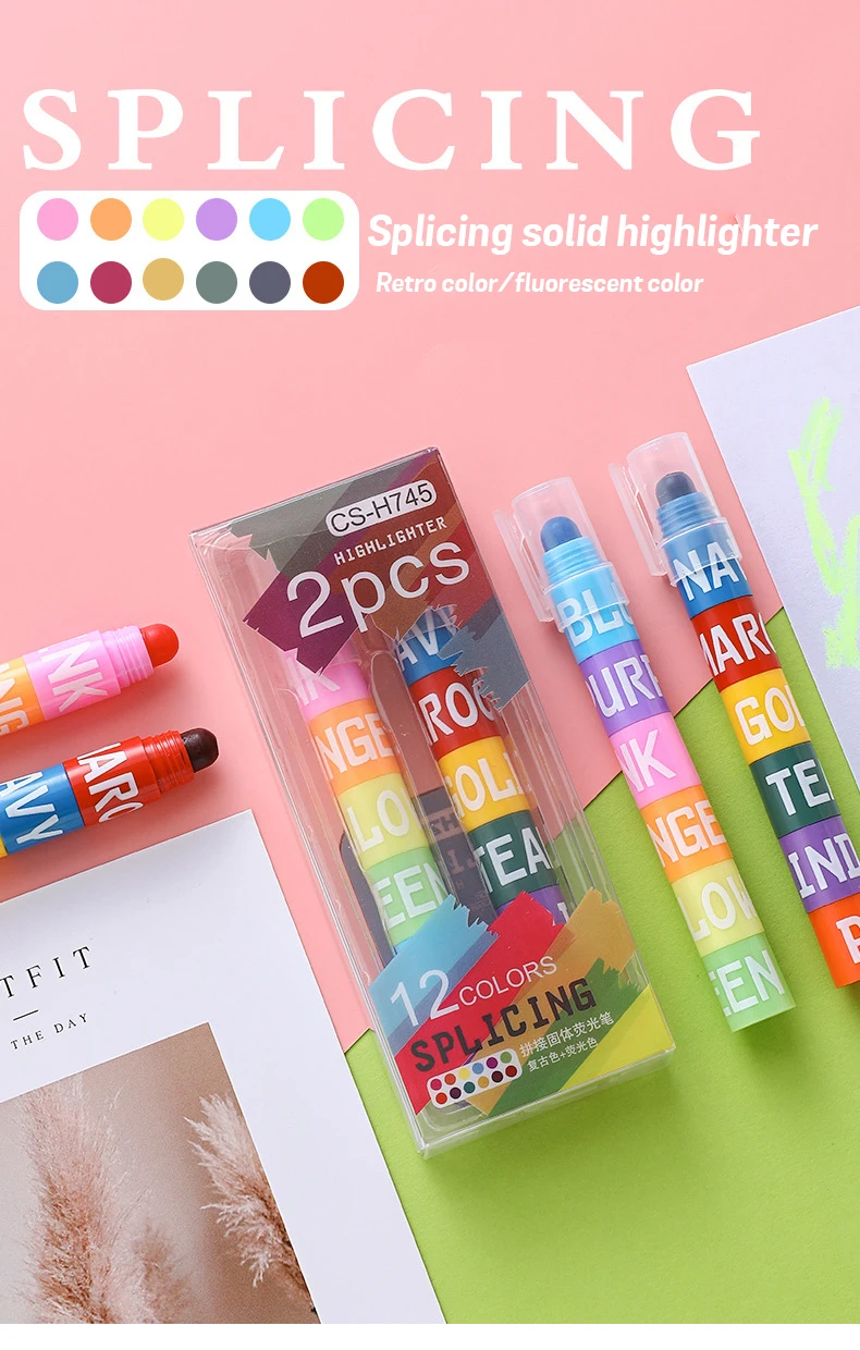 Farbe Highlighter Abnehmbare Spleißen Kreative Nette Stifte Retro Graffiti Markierung Stift für Kinder Studenten Schule Schreibwaren – Detail 1