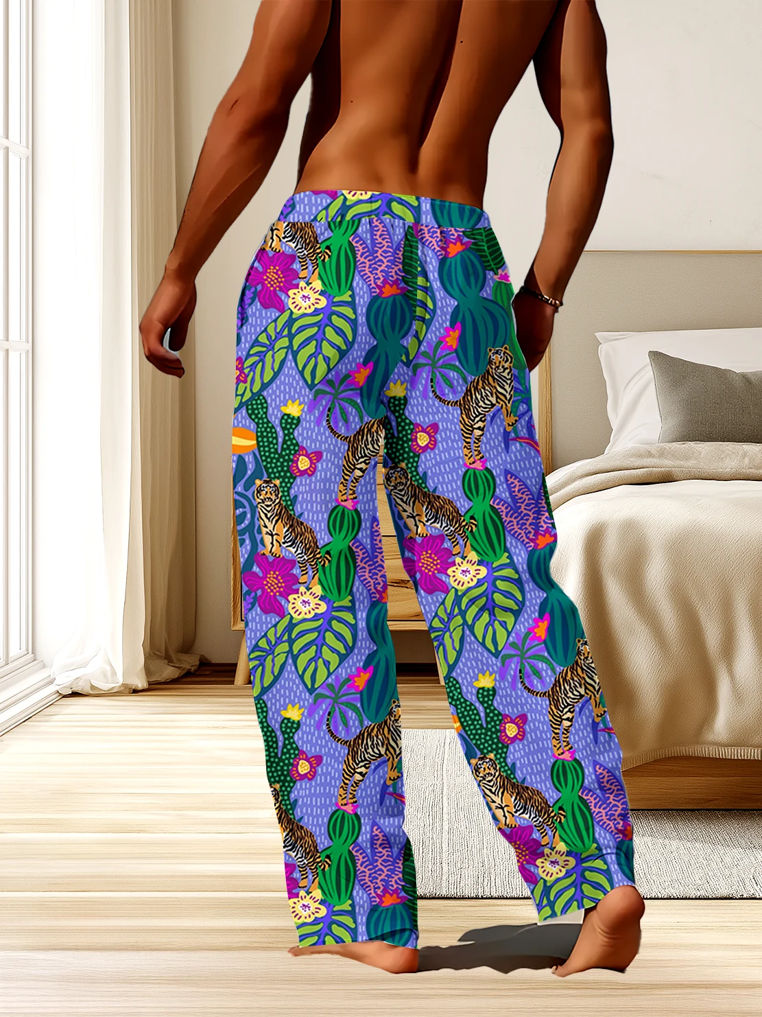 新しい3Dデジタルプリントの虎柄メンズパンツ、メンズカジュアルパンツは色褪せることなくゆったりと快適です。