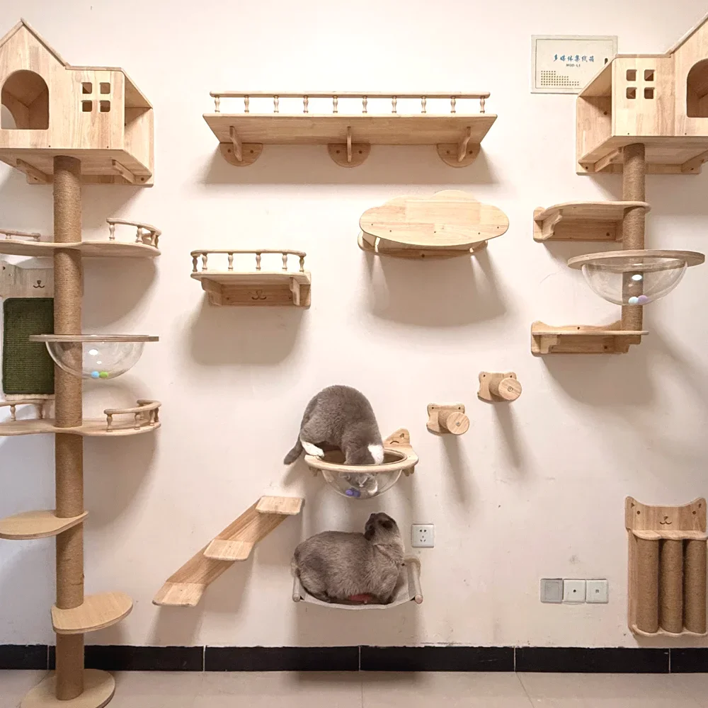 

Cat Climbing Shelves Wall Mounted Cat Tree Cat Scratching Post Climbing Perches Hammock Steps for Cat Sleeping Playing and Rest