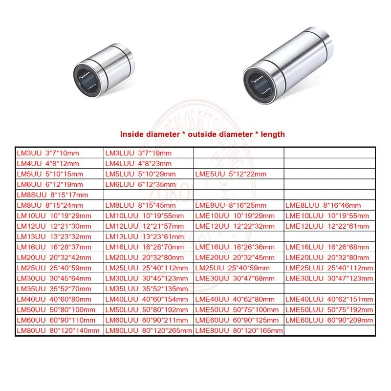 ZOKOL Linear ball bearing LM LME 3 4 5 6 8 10 12 16 LM20 L UU LME16 LME20 LME10 LM8SUU Extended electroplated bearings