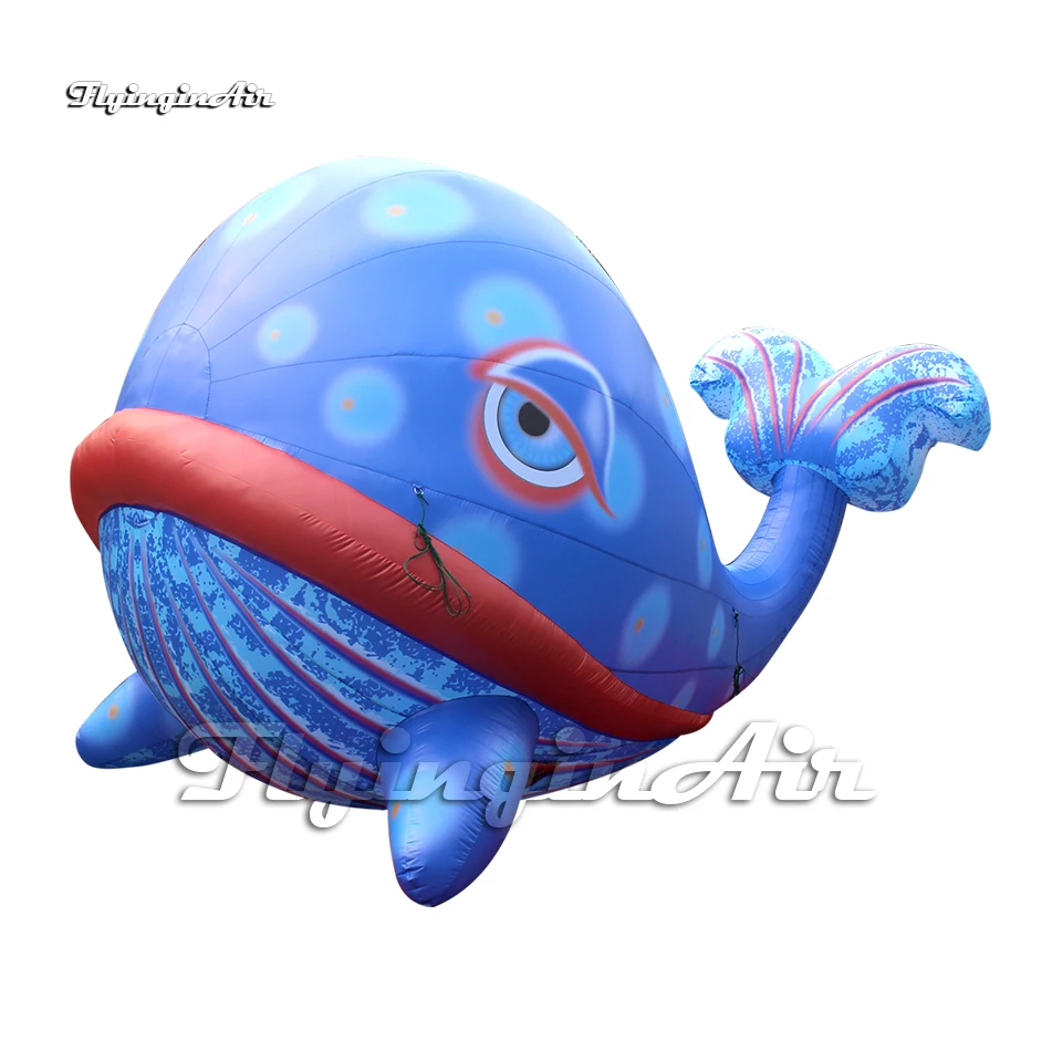 Cute Large Blue Inflatable Whale Balloon Cartoon Marine Fish Model For Park Decoration