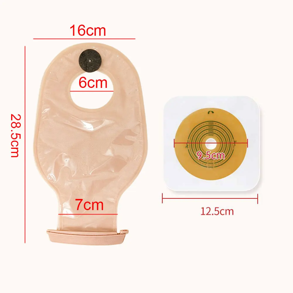 10-50pcs barriers or bags Medical Ostomy Supplies Colostomy Bags Two Piece Drainable Pouches with hoop Ileostomy Stoma Care Tool