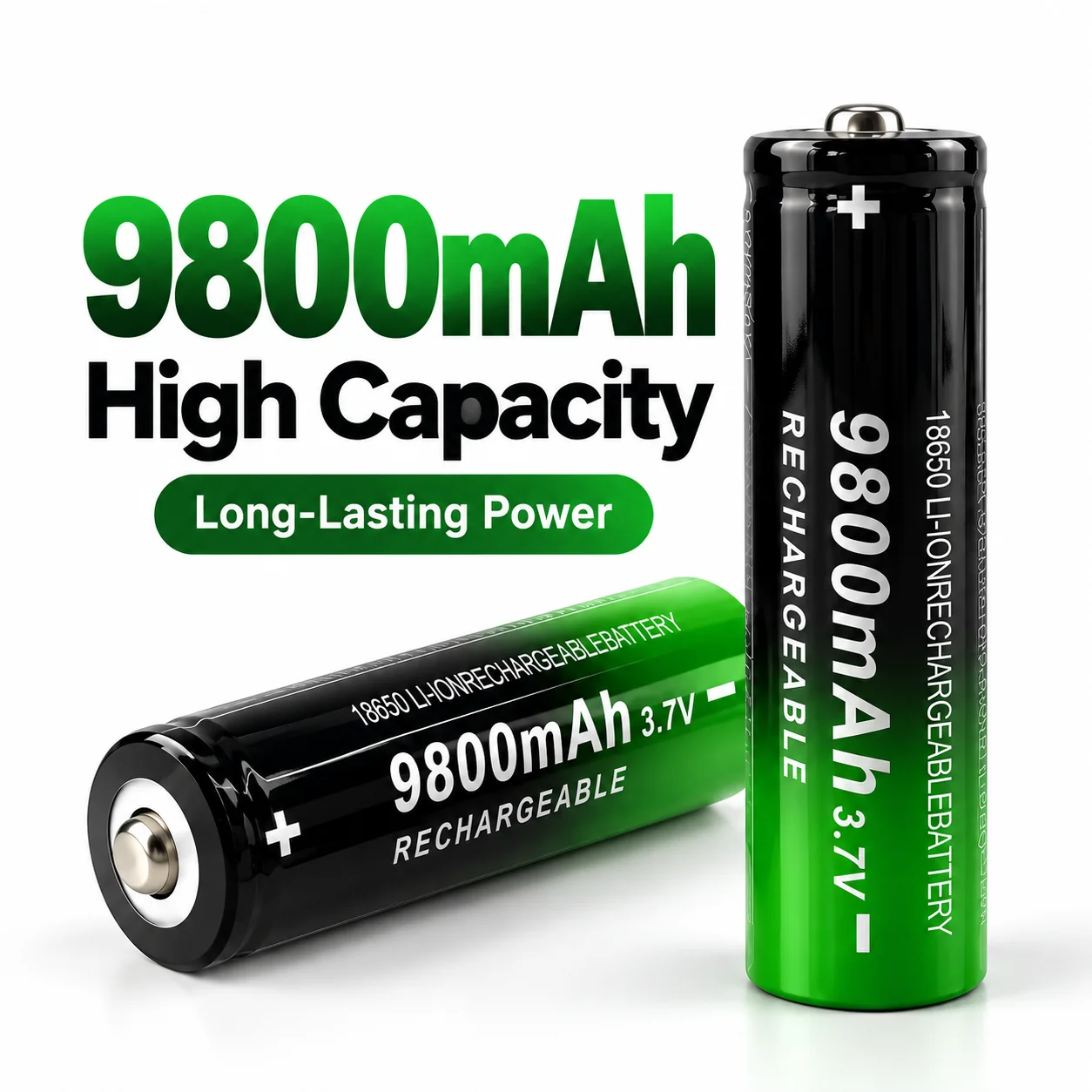 18650 Rechargeable Battery 9800mAh 3.7V Li-ion Battery High Capacity Long Lasting Power Cell for Flashlight Fan Toy Car Emergenc