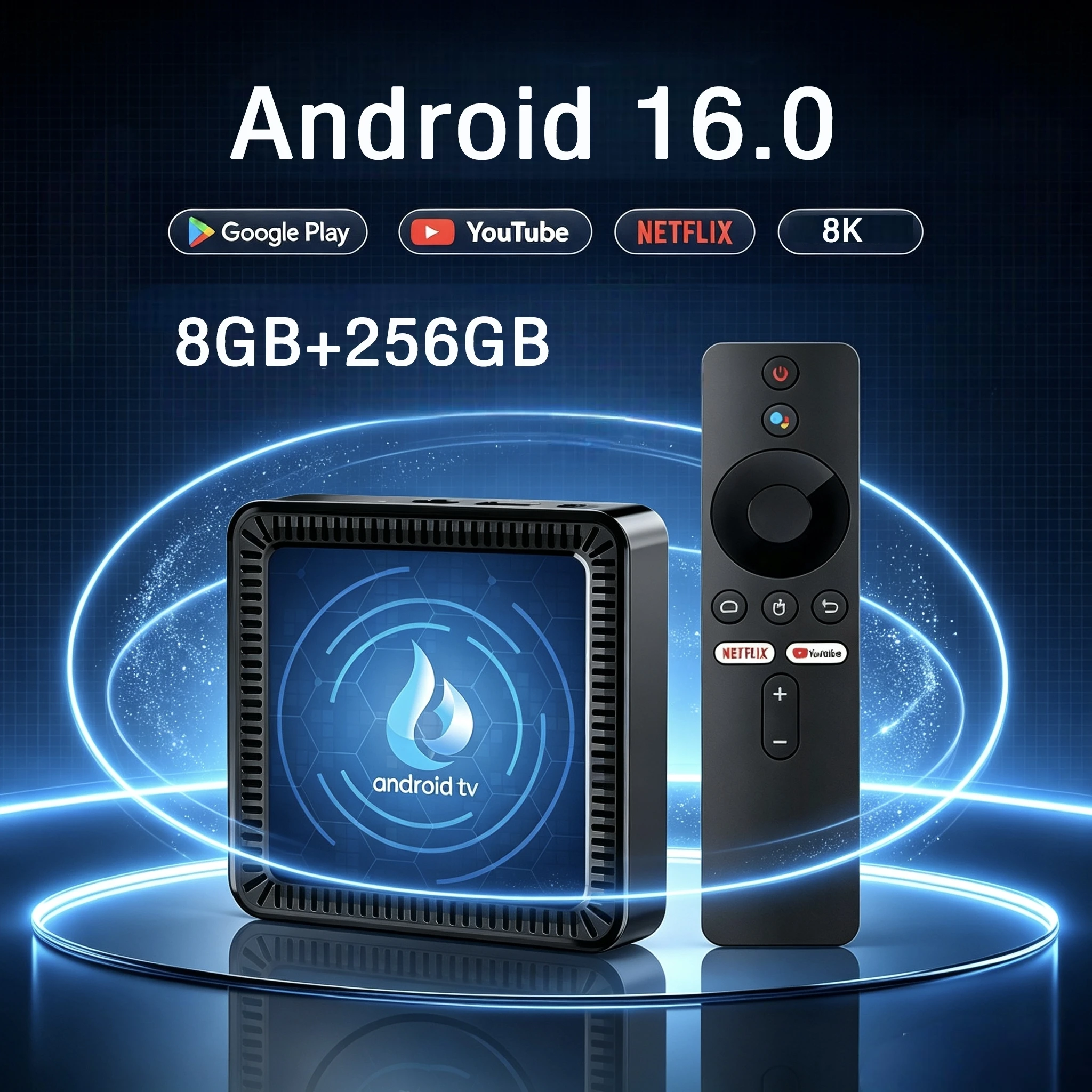 Q17 Smart TV Box 2026 Android 16 Quad Core Allwinner H313 8K HD 8GB 256GB Set Top Box Google Assistant Netflix Media Player