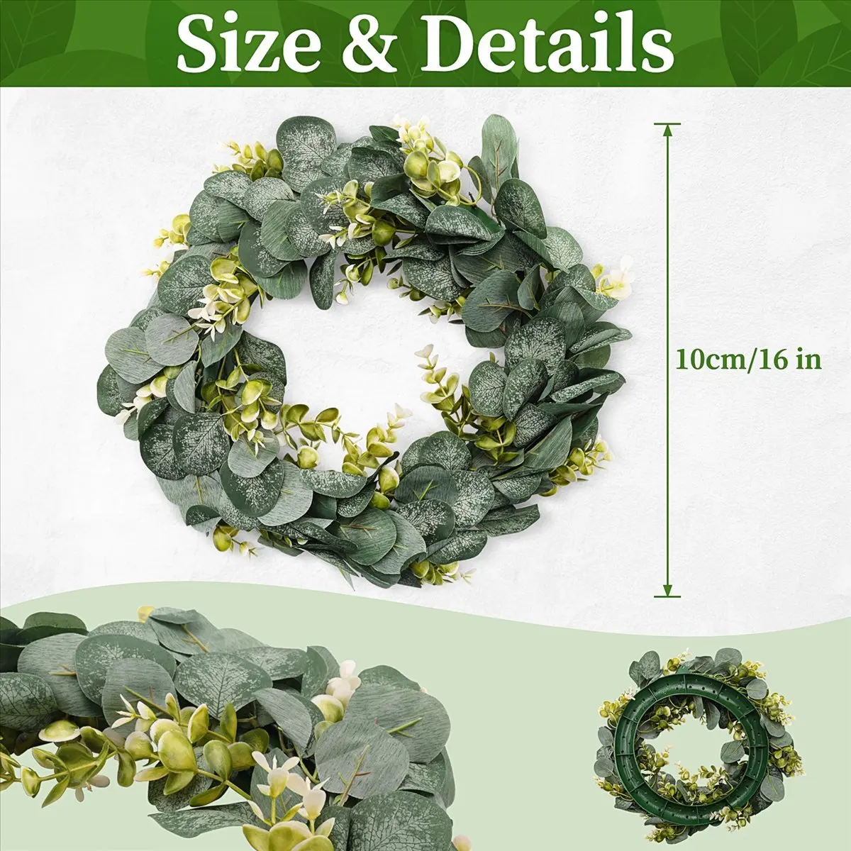 【ELEVATE LIFE】Eucalyptus Wreath Farmhouse Decor, Green Wreath Front Door Farmhouse Artificial Wreath Spring Summer Greenery Wrea