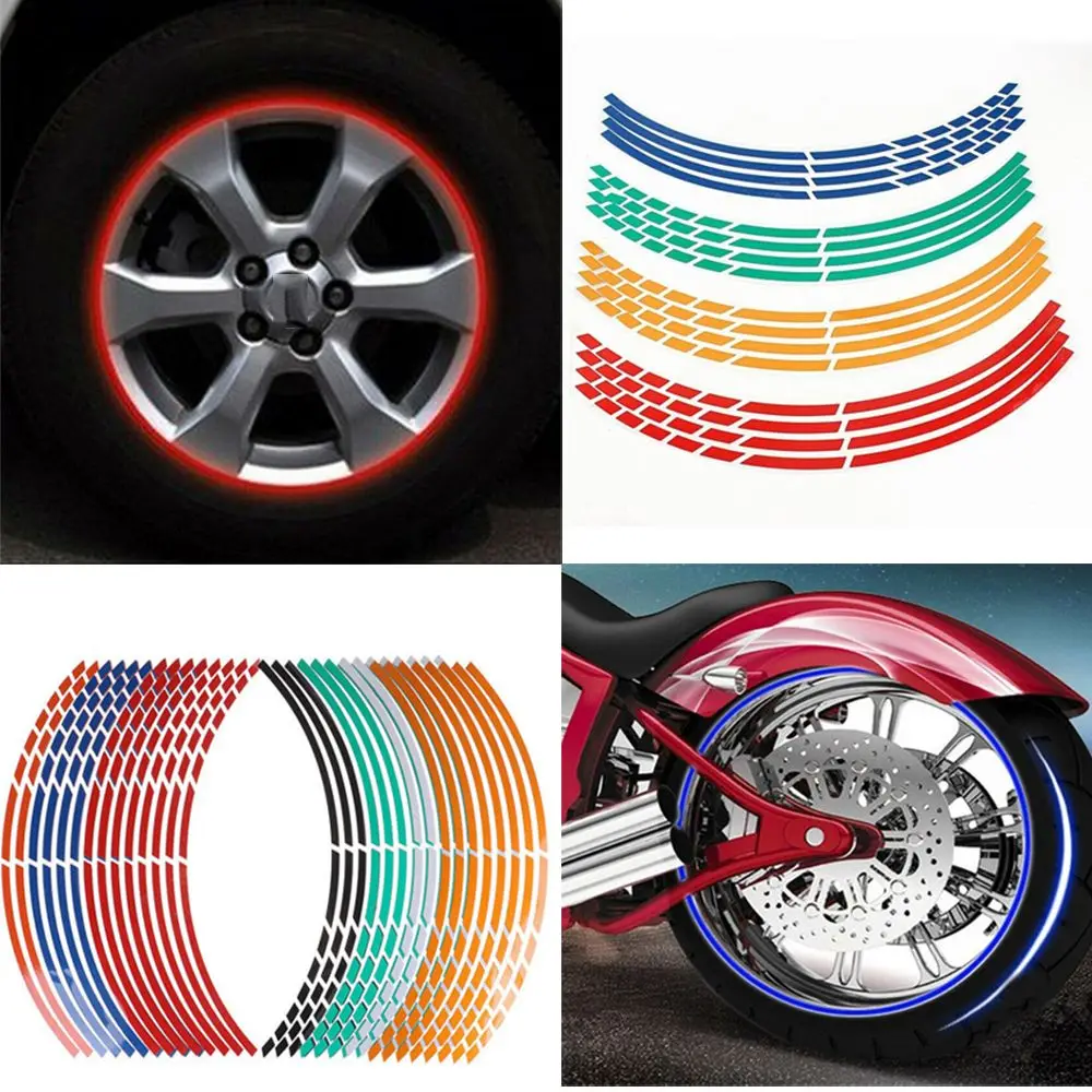 Hot Personality Wheel Decoration Wheel Sticker Tire Strips Reflective Rim Tape Motorbike  Decals