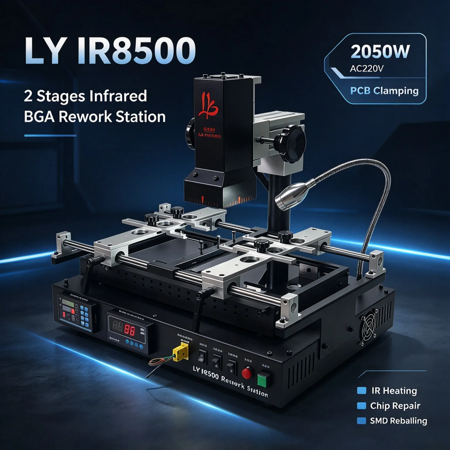 LY IR8500 2 Stages Infrared BGA Rework Station 2050W Chip Soldering Machine for Laptop PCB Motherboard IC Repair SMD Reballing