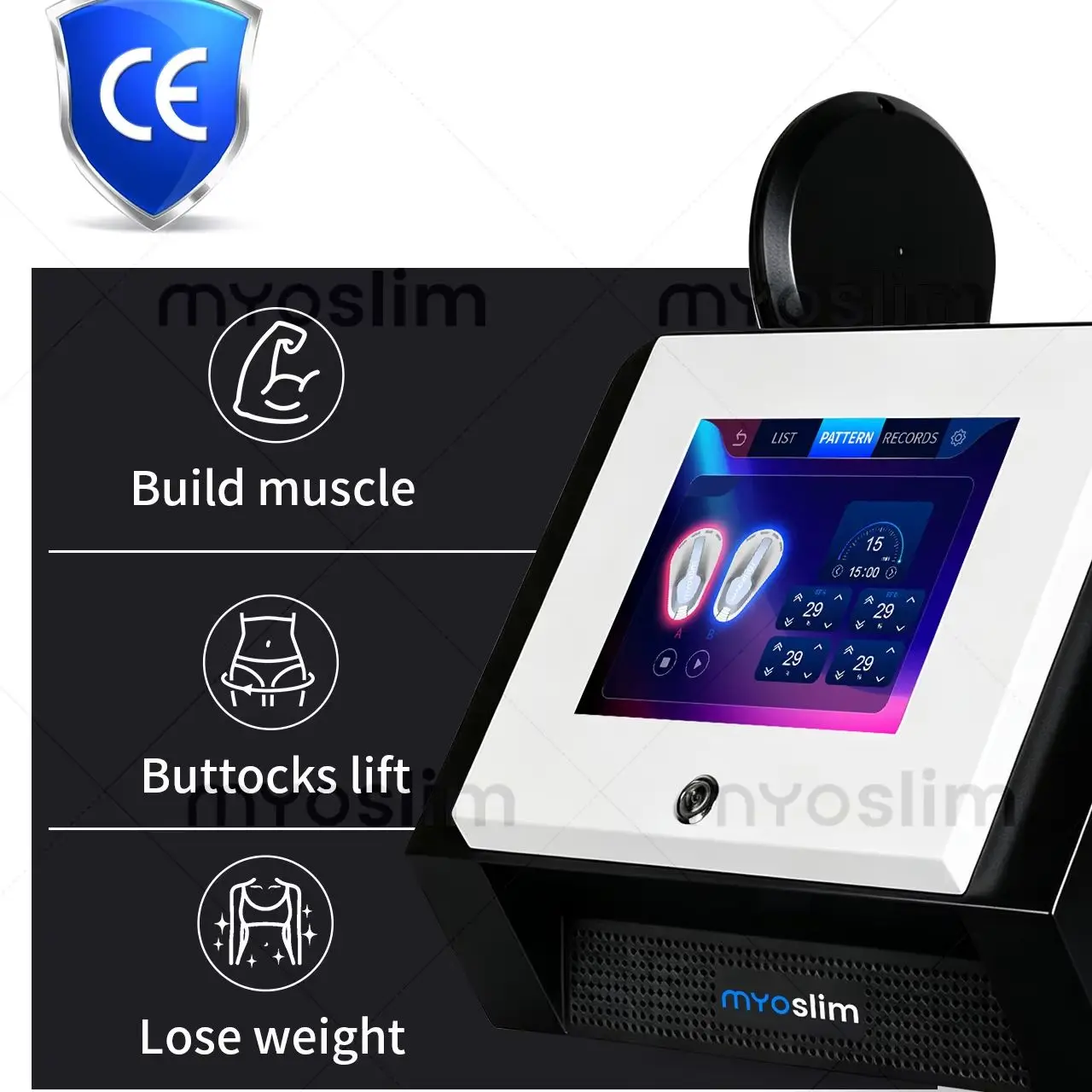 Máquina de Escultura Corporal EMS MYoslim EMS Neo Rf Sculpting 15T 6500W, Adelgazante, Quema Grasa, Estimulación Muscular, Terapia Electromagnética