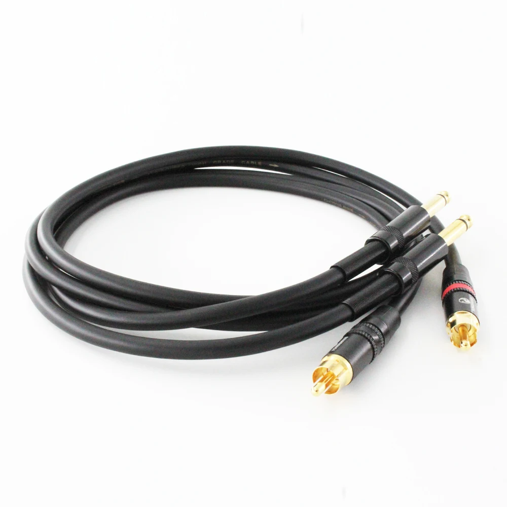 

DIY HIFI Dual 6.35mm To 2 RCA Audio Cable 2 RCA To 6.5mm DJ Mixer Audio Signal Prolink Standard 100 Oxygen-free Copper Line