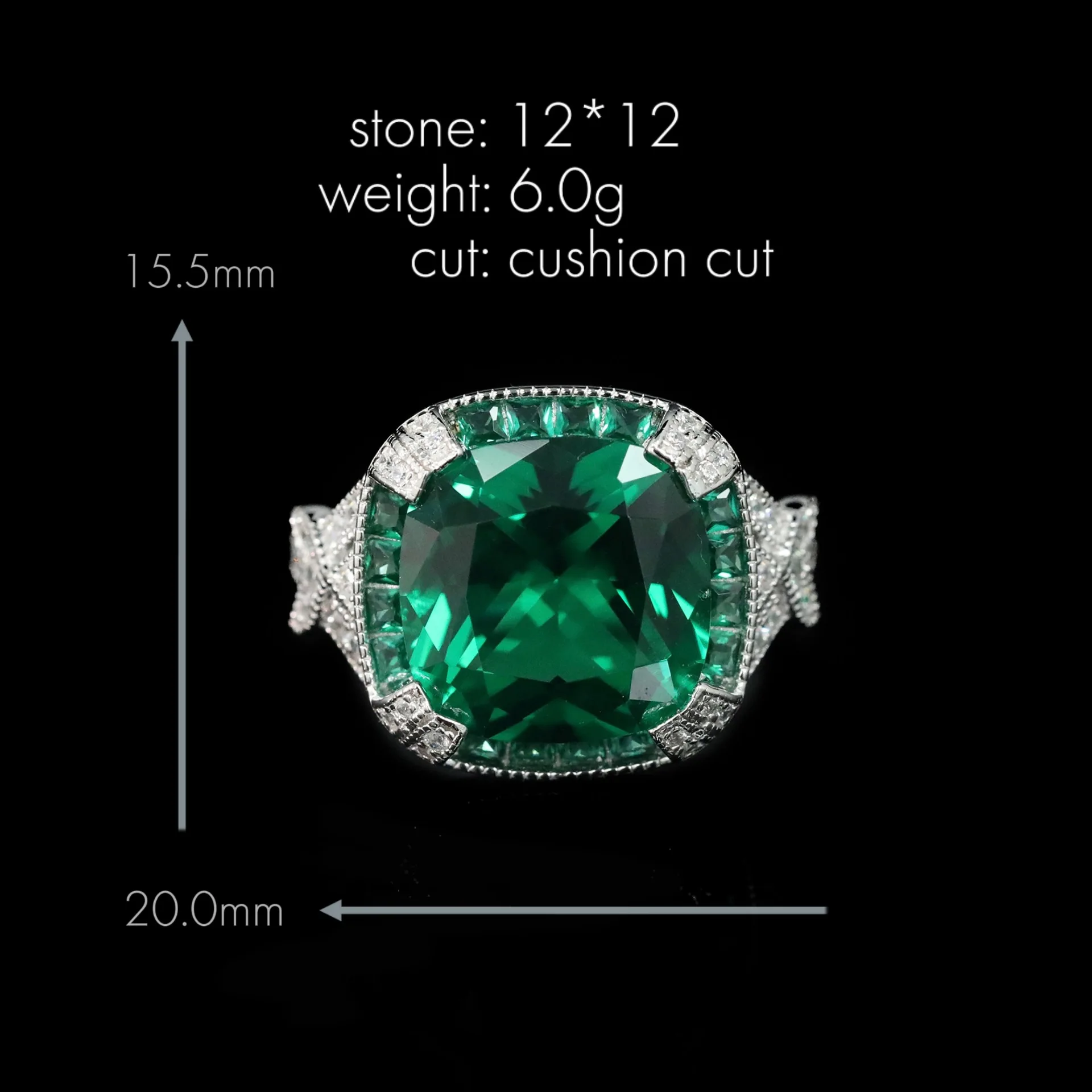 

Emerald semi-precious stone sterling silver ring for women
