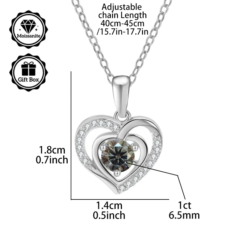 

LAMVOICE christmas gift , jewelry for women, high quality jewelry,Hypoallergenic necklace, 1carat moissanite necklace for women,
