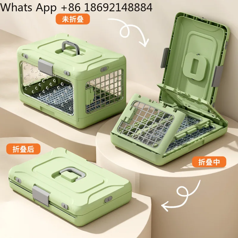 Portable folding pet air case, car checked case for travel breathable portable cat case