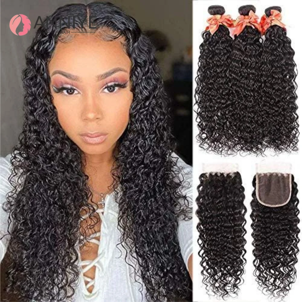 

12A Mongolian Afro Kinky Curly 3 Bundles With Closure Human Hair Bundles With HD Closure Deep Curly Weave Bundles With Closure