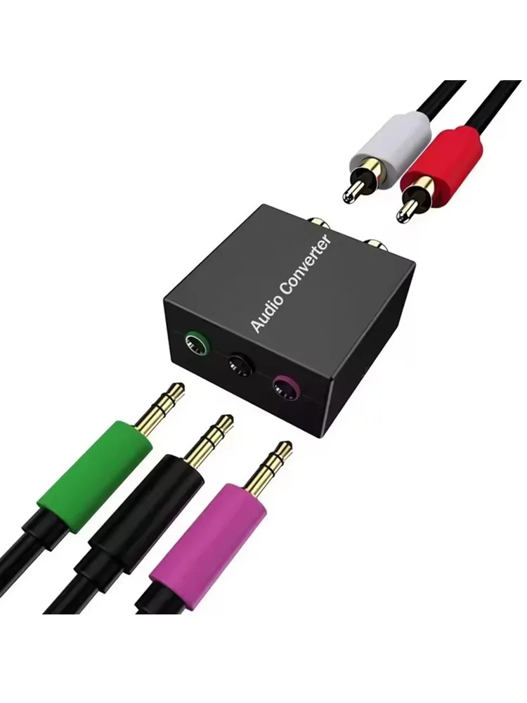 Audio Console Adapter for Multimedia Speaker, Stereo RCA to 3x1/8 (3.5mm) Jack, Bidirectional Conversion, 5.1 Multimedia Speaker