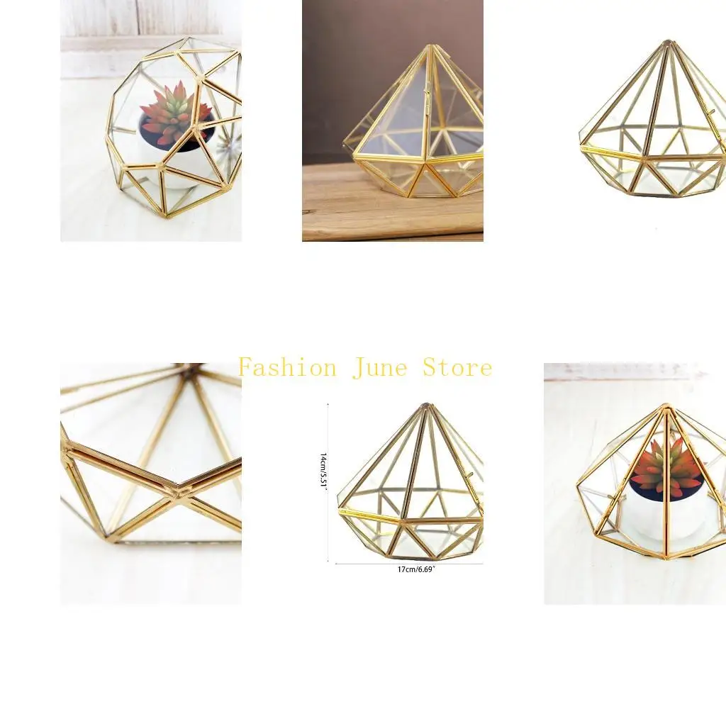 

N5KA Металлическое Стекло Геометрический Террариум Плантатор Растения Цветы Дисплей Свадебный Декор