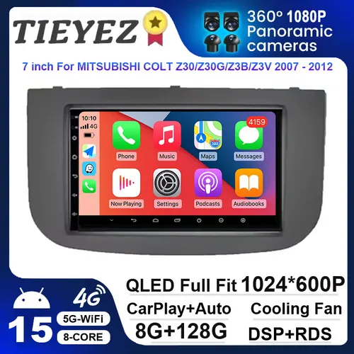 Imagen 1 del producto Para Mitsubishi Colt Z30/Z30G/Z3B/Z3V 2007-2012 Android 15 Radio de coche 2 DIN reproductor de vídeo Multimedia con Carplay Bluetooth 5G RDS