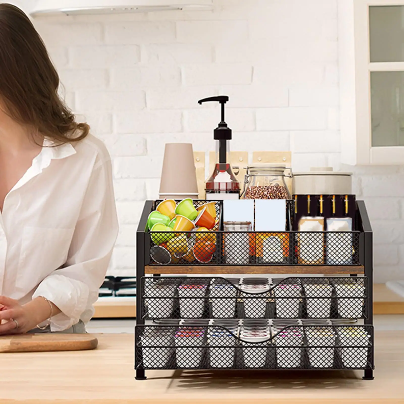 Coffee Pods Holder For Countertop 3 Tier Container Display Shelf Coffee Pod Rack For Drawer Counter Countertop Cabinet Desktop