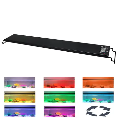 120cm 수족관 24/7 전체 스펙트럼 조명 LED 빛 물고기 탱크 장식 식물 성장 조광기 램프 100V-240V IP68 방수